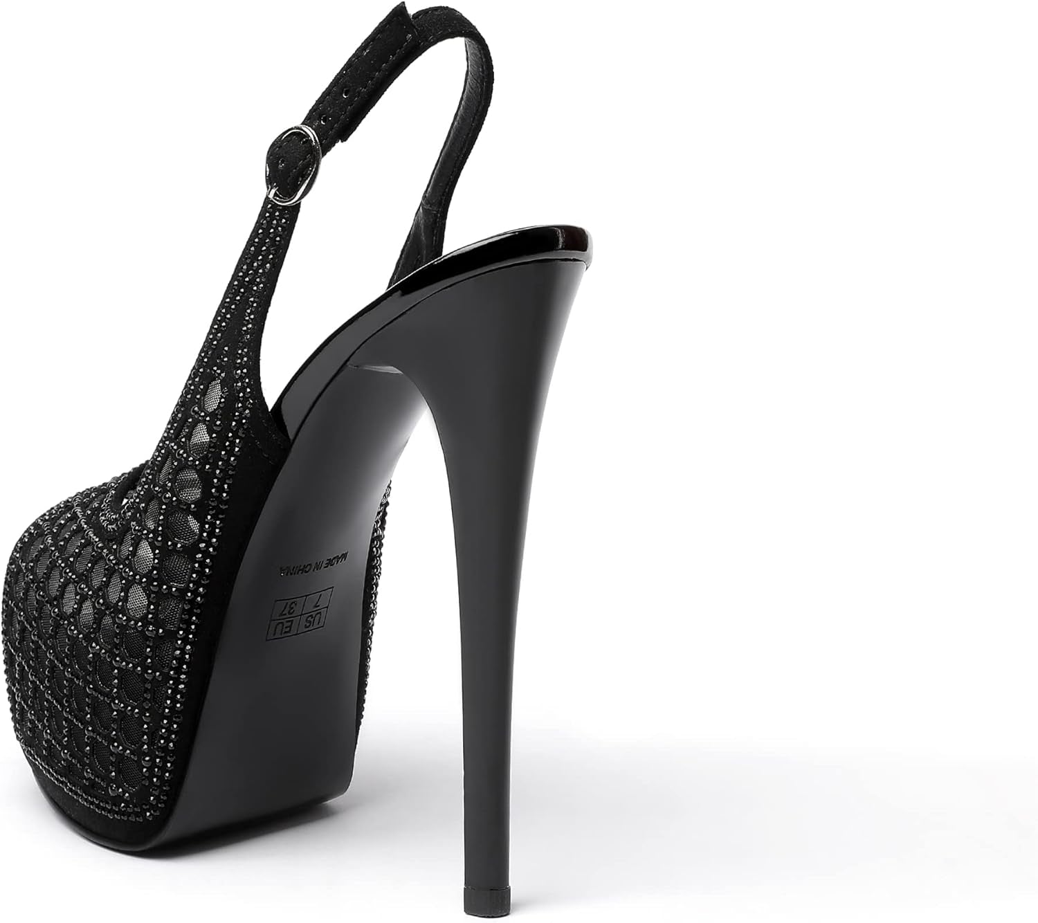 Women'S High Heels Platform Shoes Peep Toe Slingback Sandals Rhinestones Hollow Heels for Dress Wedding Party