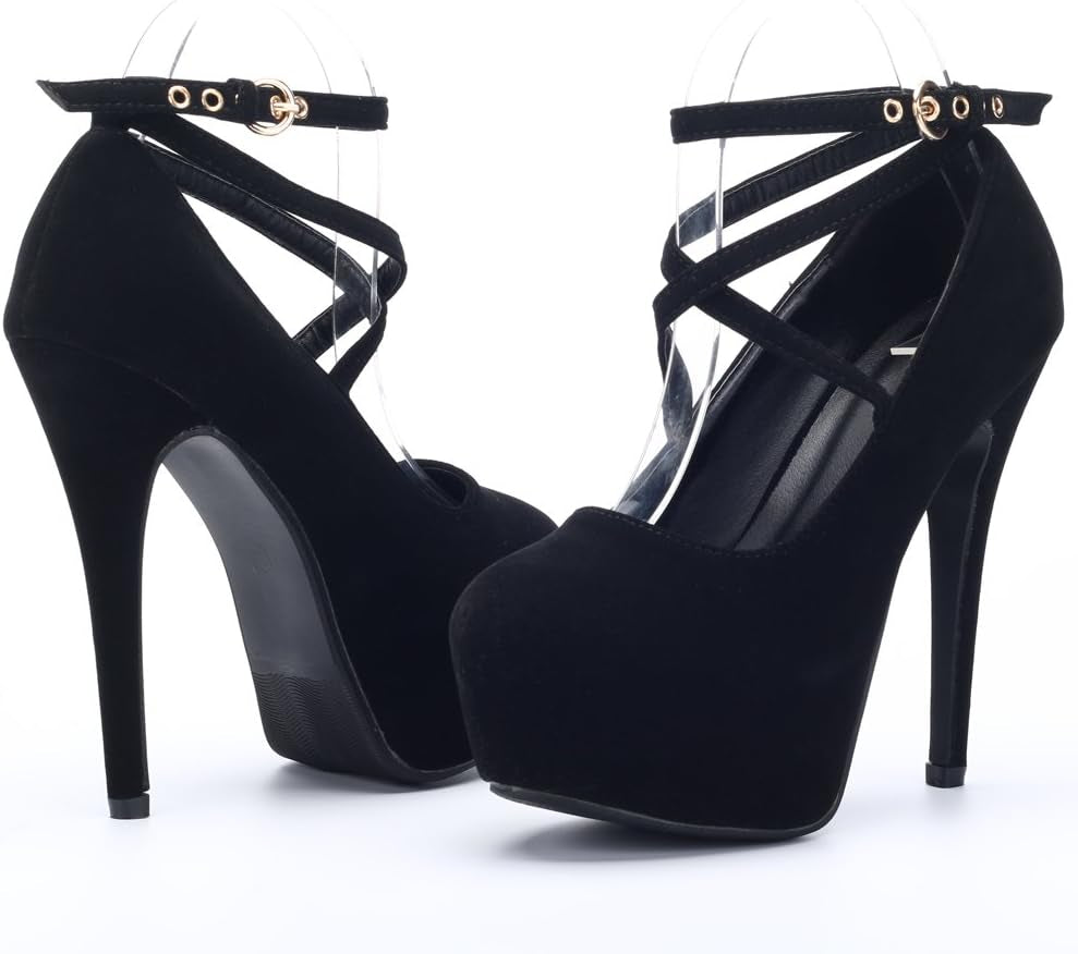 Women'S Ankle Strap Platform Party Closed Toe Dress High Heels Pumps