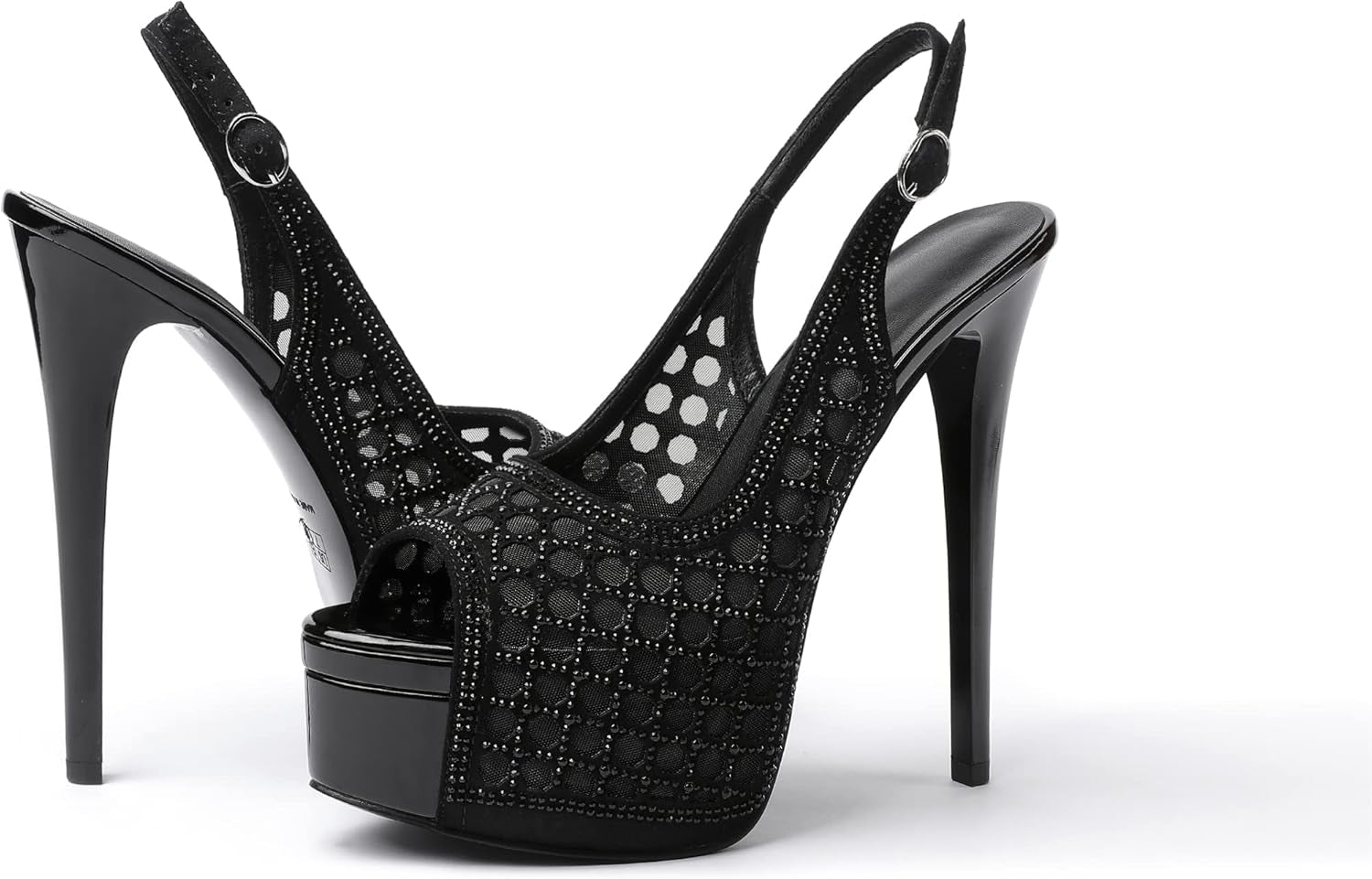 Women'S High Heels Platform Shoes Peep Toe Slingback Sandals Rhinestones Hollow Heels for Dress Wedding Party