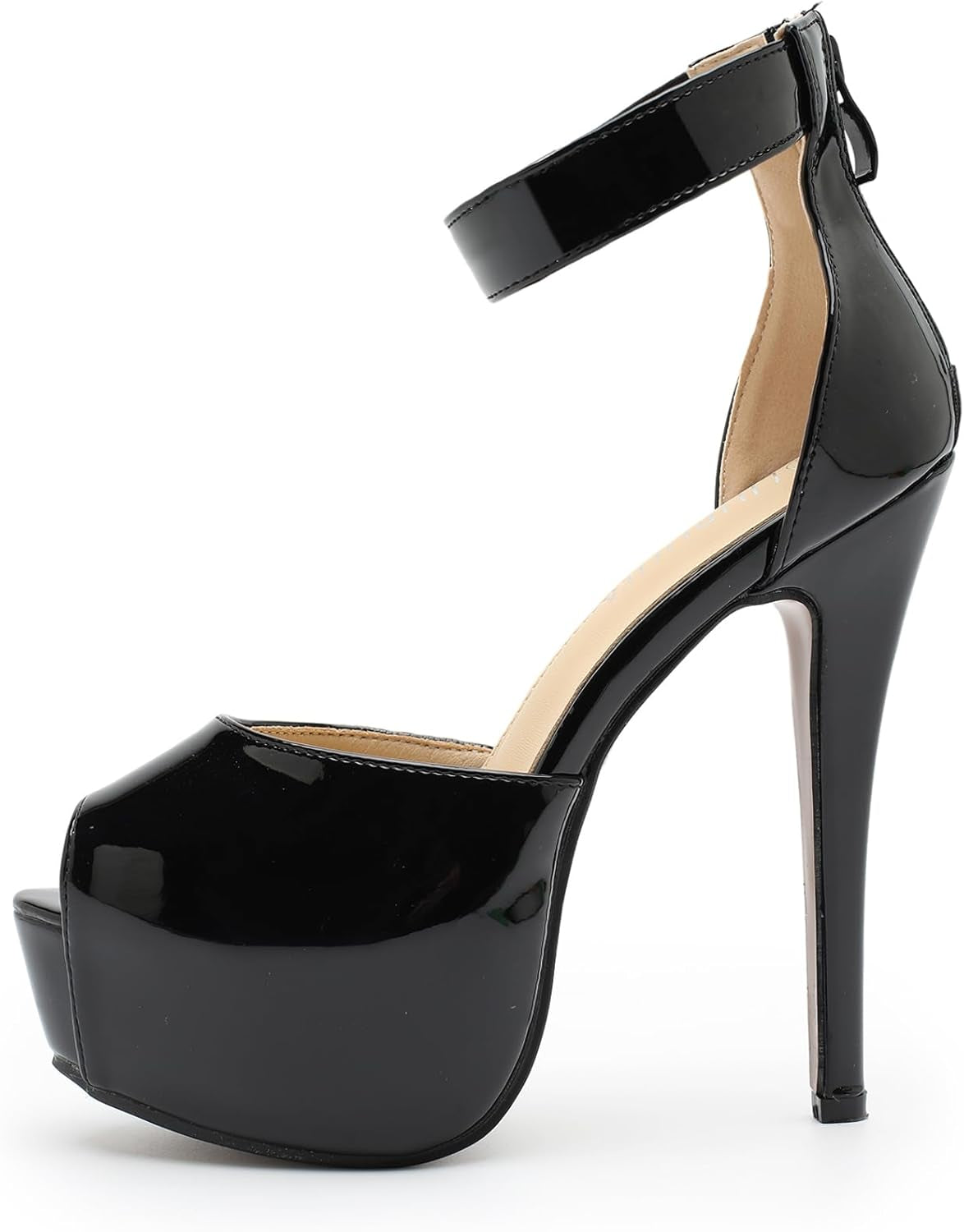 Women'S Ankle Strap Platform High Heels Sexy Stiletto Heels Wedding Bridal Peep Toe Pumps Heeled Sandals Dress Shoes