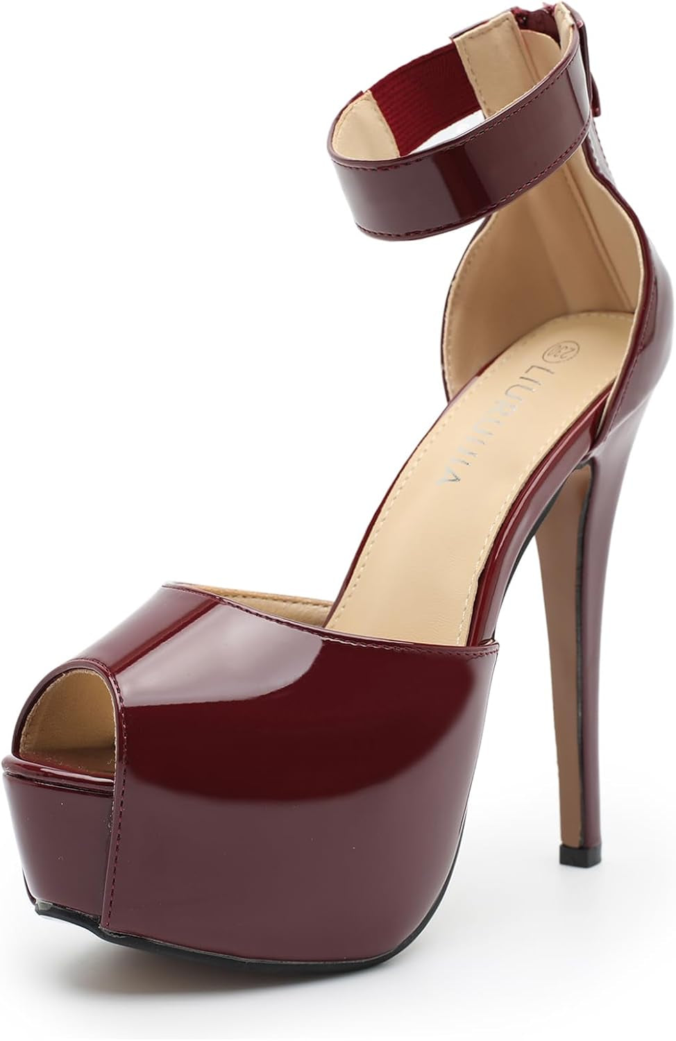 Women'S Ankle Strap Platform High Heels Sexy Stiletto Heels Wedding Bridal Peep Toe Pumps Heeled Sandals Dress Shoes