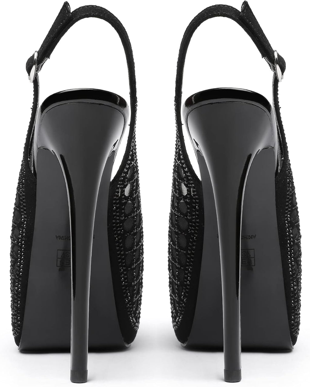 Women'S High Heels Platform Shoes Peep Toe Slingback Sandals Rhinestones Hollow Heels for Dress Wedding Party