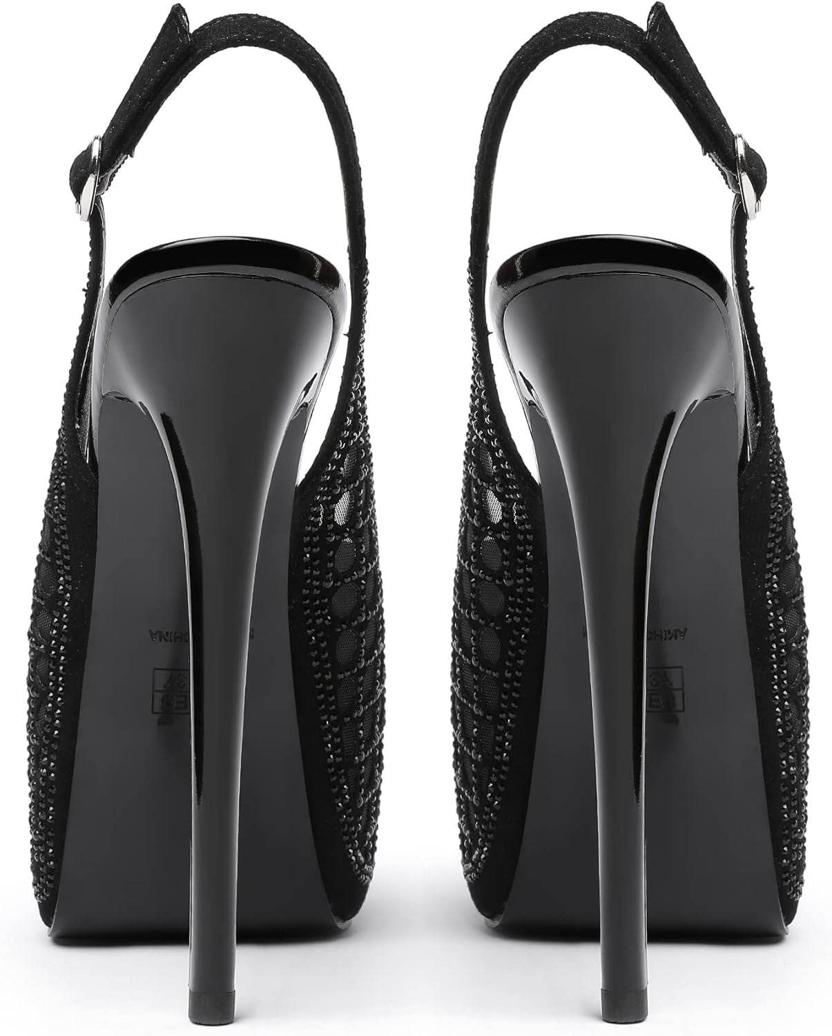 Women'S High Heels Platform Shoes Peep Toe Slingback Sandals Rhinestones Hollow Heels for Dress Wedding Party