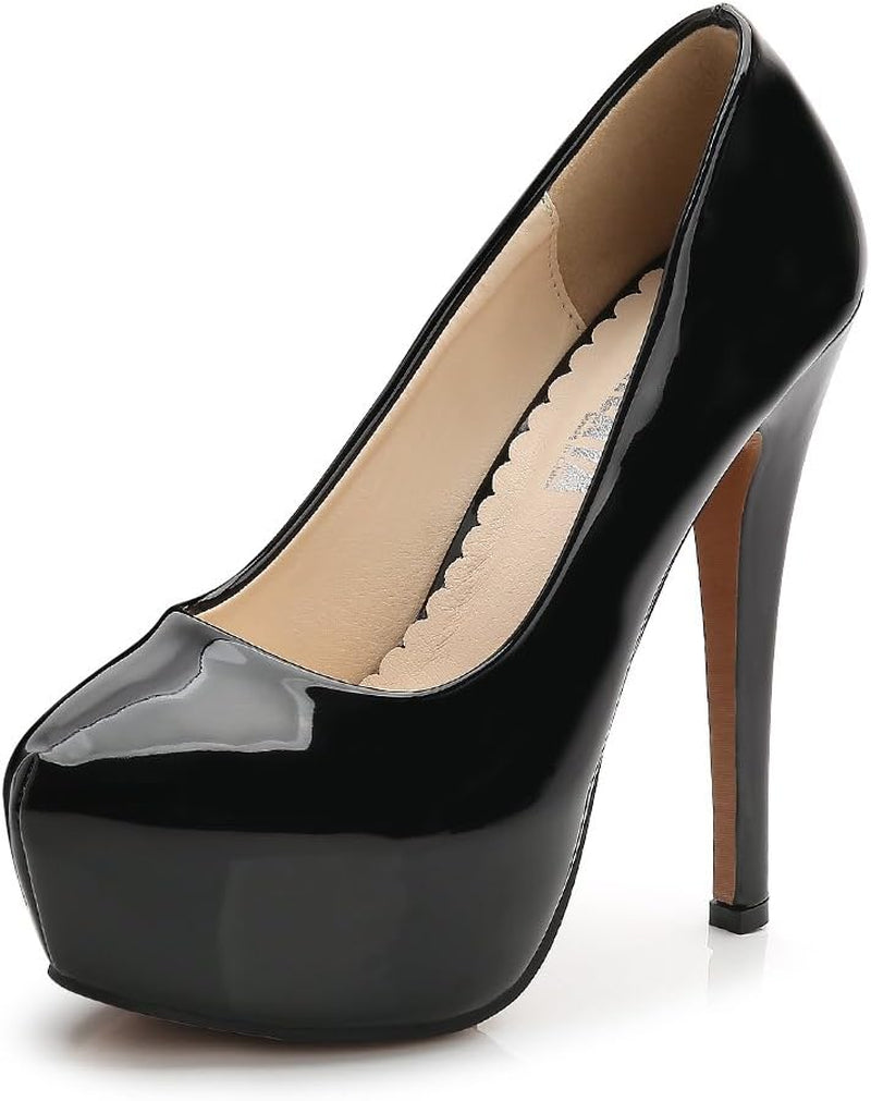 Women'S Platform Slip on High Heels Dress Pumps