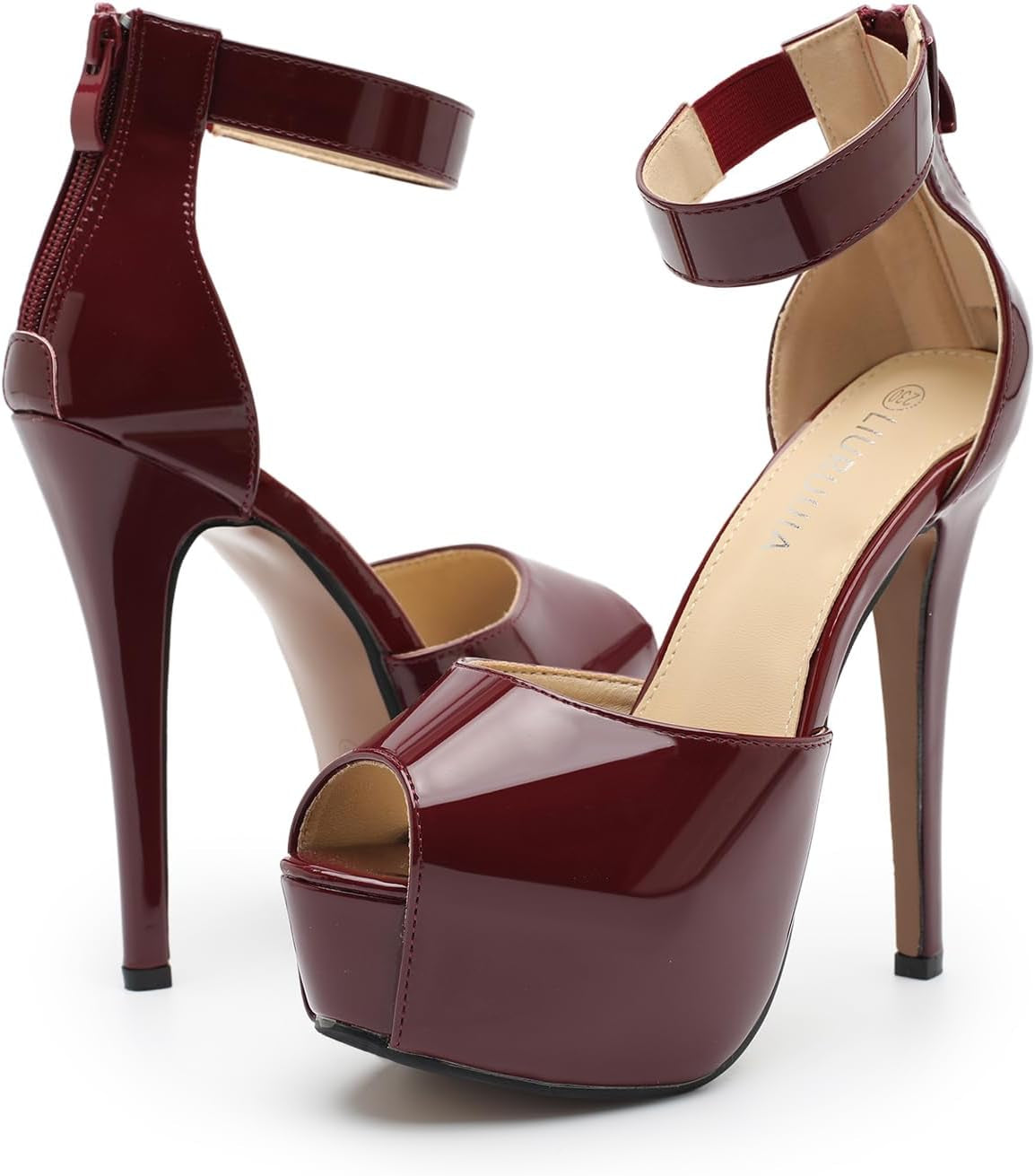 Women'S Ankle Strap Platform High Heels Sexy Stiletto Heels Wedding Bridal Peep Toe Pumps Heeled Sandals Dress Shoes