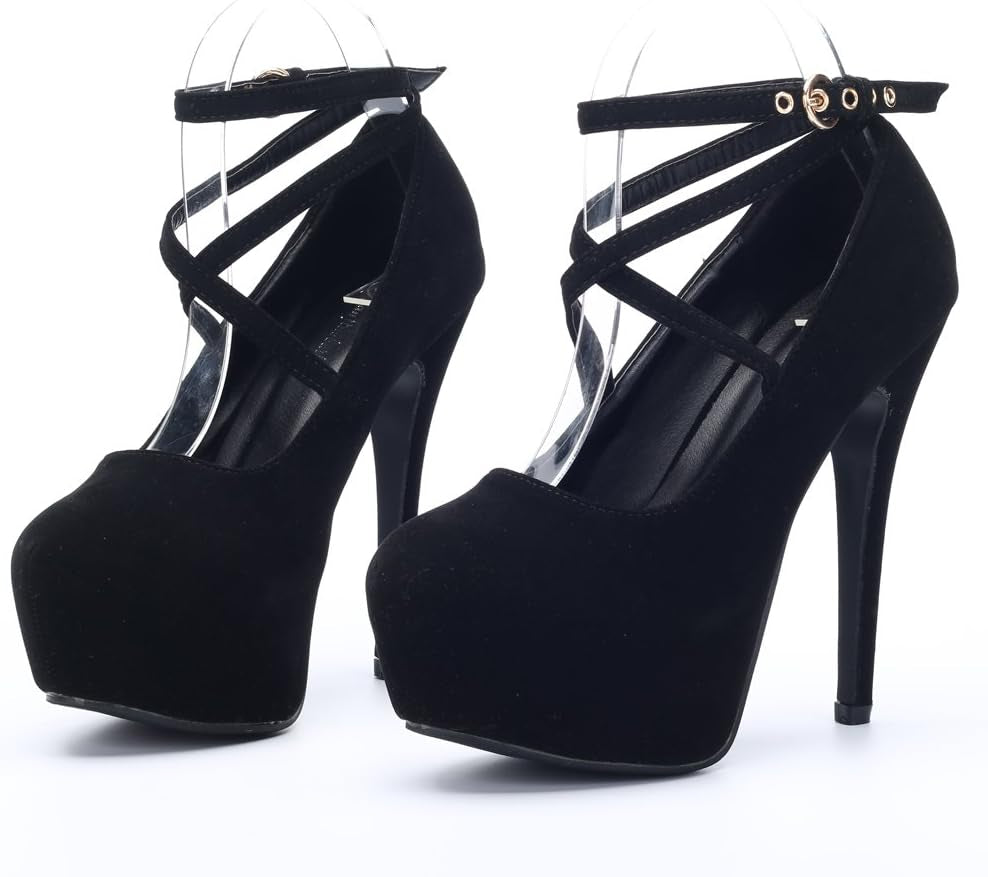 Women'S Ankle Strap Platform Party Closed Toe Dress High Heels Pumps