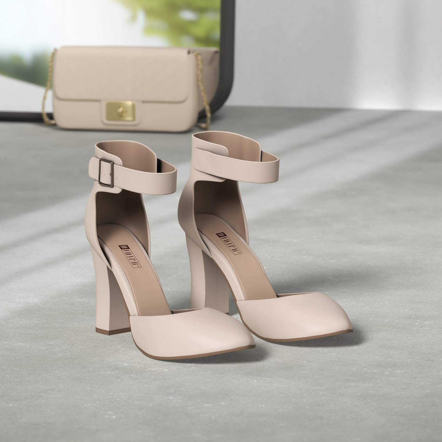 Women'S IN4 Pedazo High Block Heels Pumps Pointed Closed Toe Ankle Strap Dress Wedding Shoes