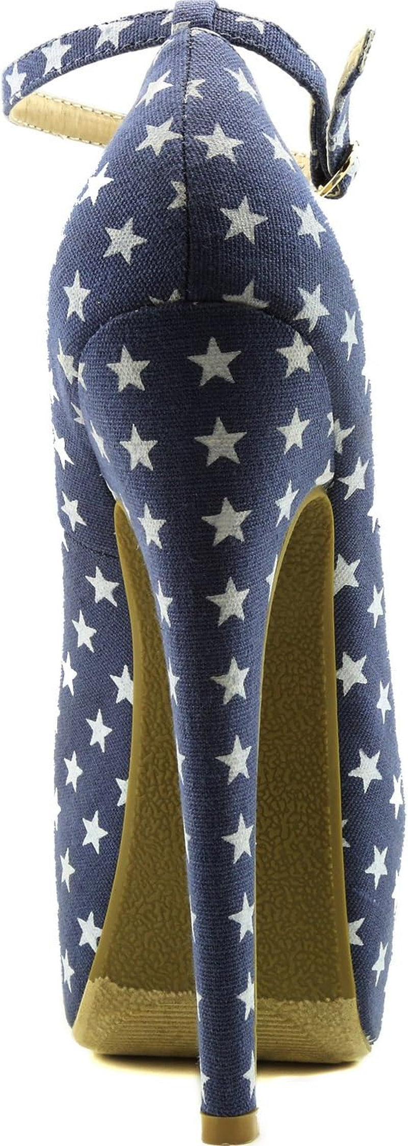 Women'S High Low Heels Stiletto Platform Buckles Ankle Strap Peep Elegant Toe Heel Pumps Non Slip Party Wedding Extreme Fashion Hidden Sexy Pump Shoes Sophie-26 Star-Blue Fabric 5.5