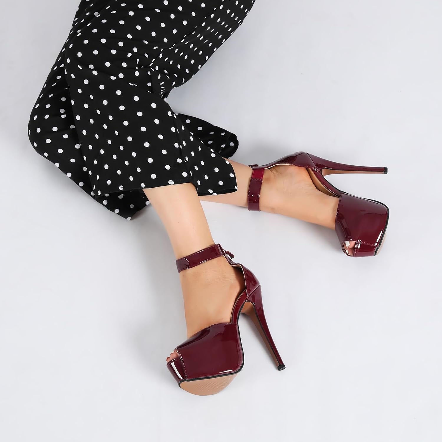 Women'S Ankle Strap Platform High Heels Sexy Stiletto Heels Wedding Bridal Peep Toe Pumps Heeled Sandals Dress Shoes