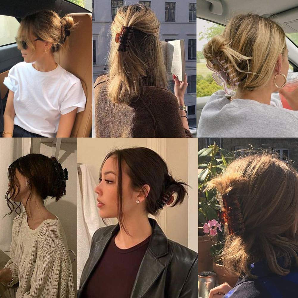 Hair Claw Clips for Thick Hair - 3Pcs 4.3’’ ABS Nonslip Jumbo Hair Clips Strong Hold Hair Jaw Clips Big Hair Clips French Design Hair Styling Accessories for Women Girls(3 Packs)