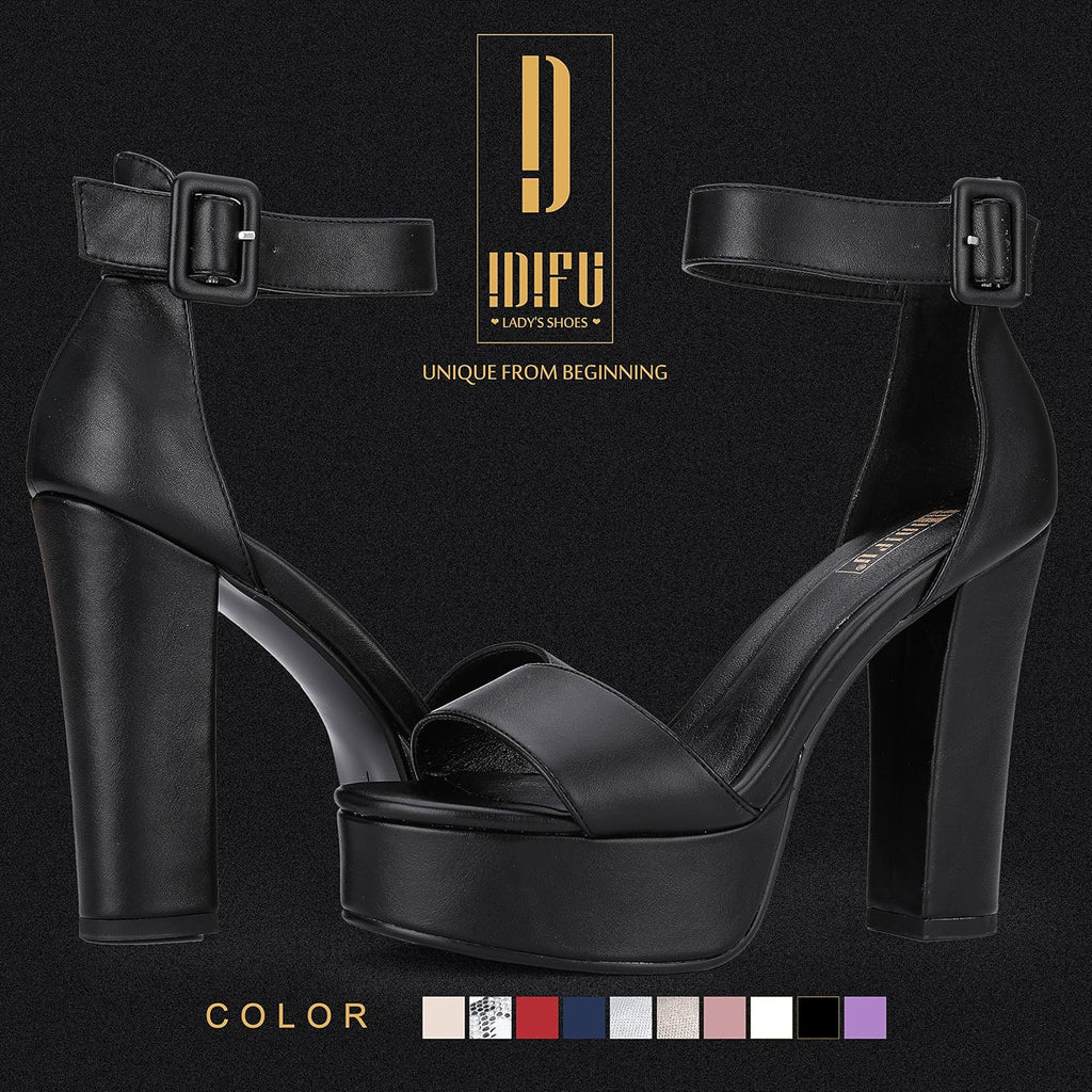 IN5 Sabrina Platform Block Chunky High Heels Ankle Strap Heeled Sandals Sexy Wedding Party Dress Shoes for Women Open Toe Heels