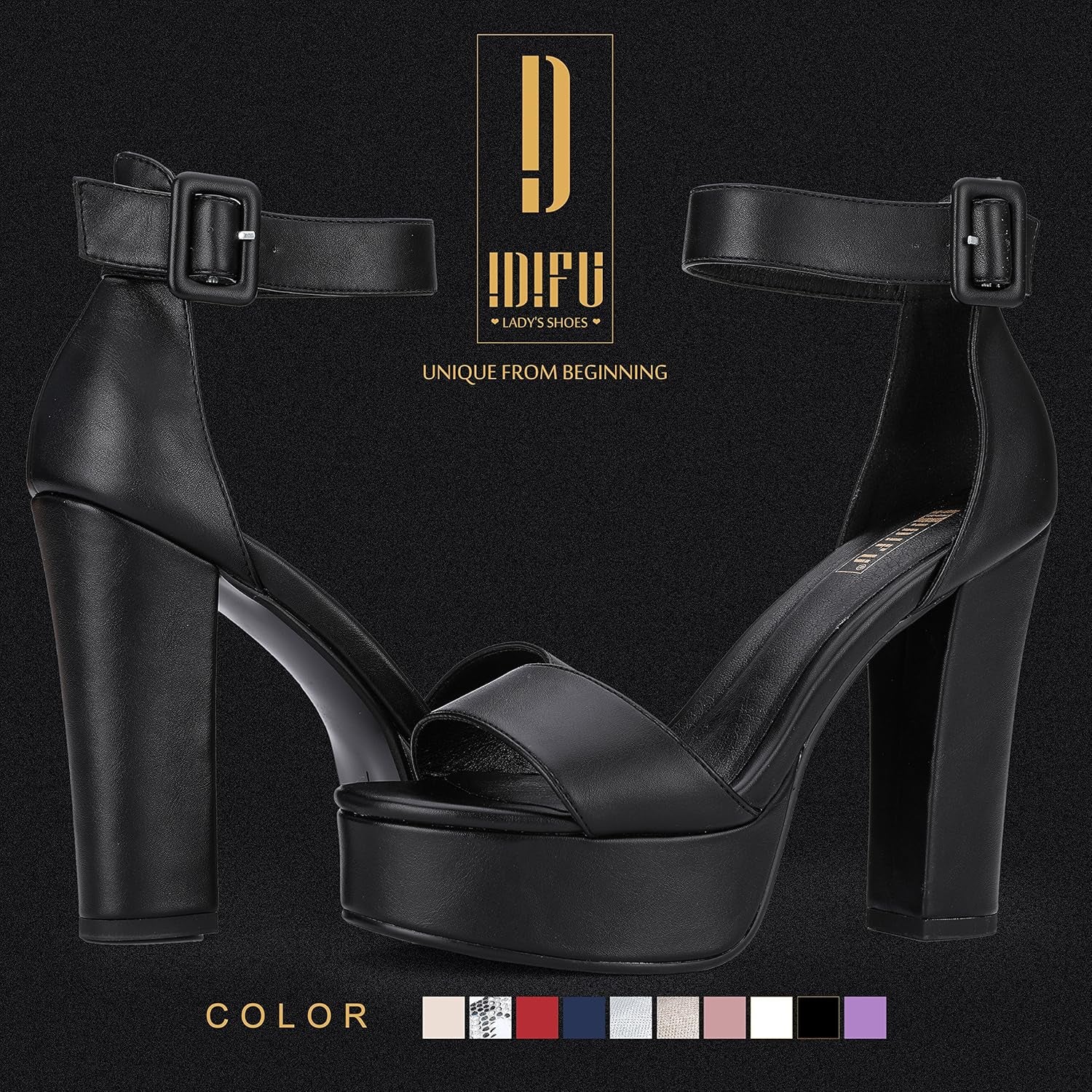 IN5 Sabrina Platform Block Chunky High Heels Ankle Strap Heeled Sandals Sexy Wedding Party Dress Shoes for Women Open Toe Heels