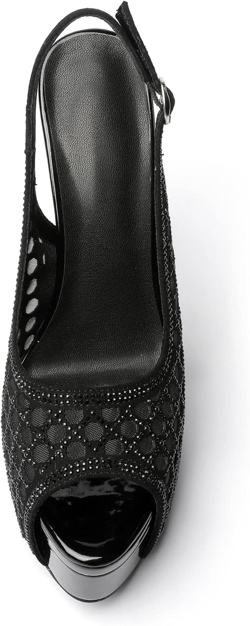 Women'S High Heels Platform Shoes Peep Toe Slingback Sandals Rhinestones Hollow Heels for Dress Wedding Party