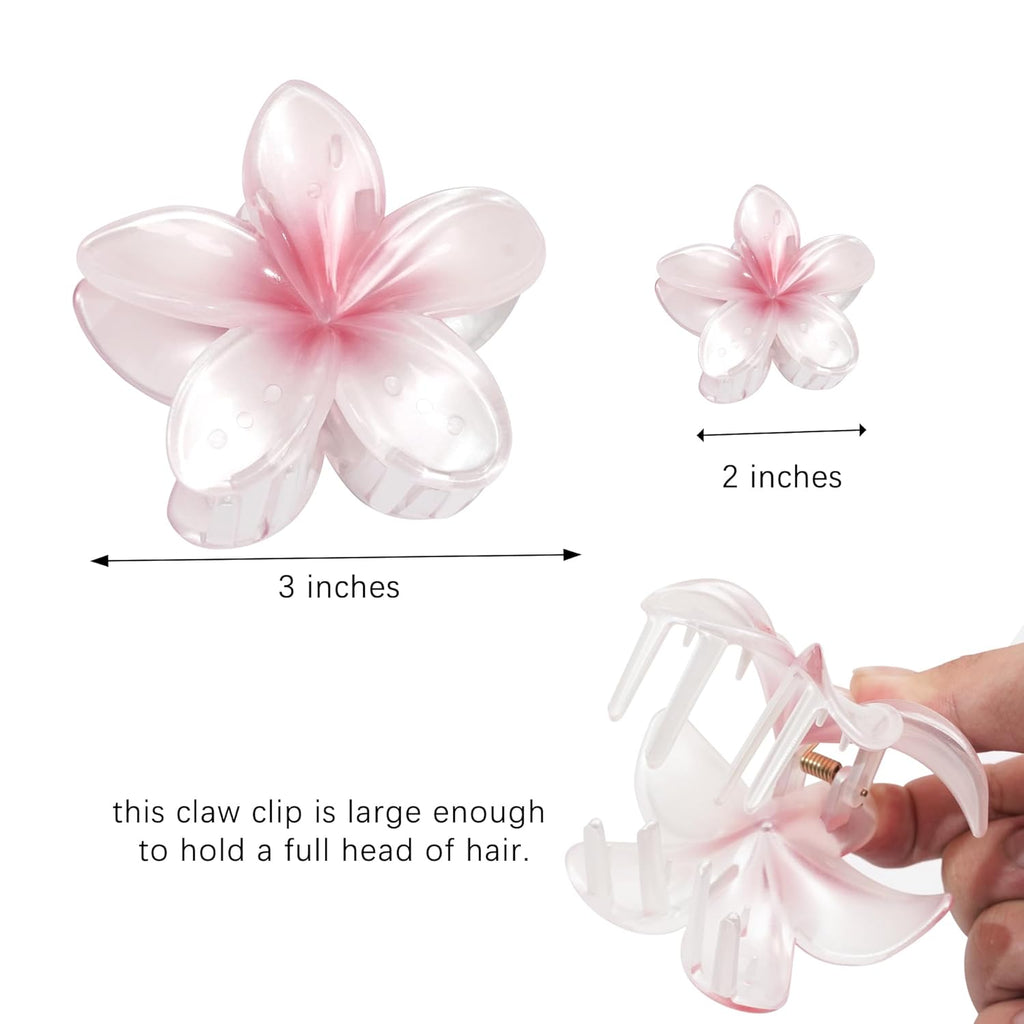 4Pcs Flower Hair Claw Clips Plumeria Claw Clips Hawaiian Flower Hair Clips Flower Bloom Claw Clips for Women Summer Beach Party Favors