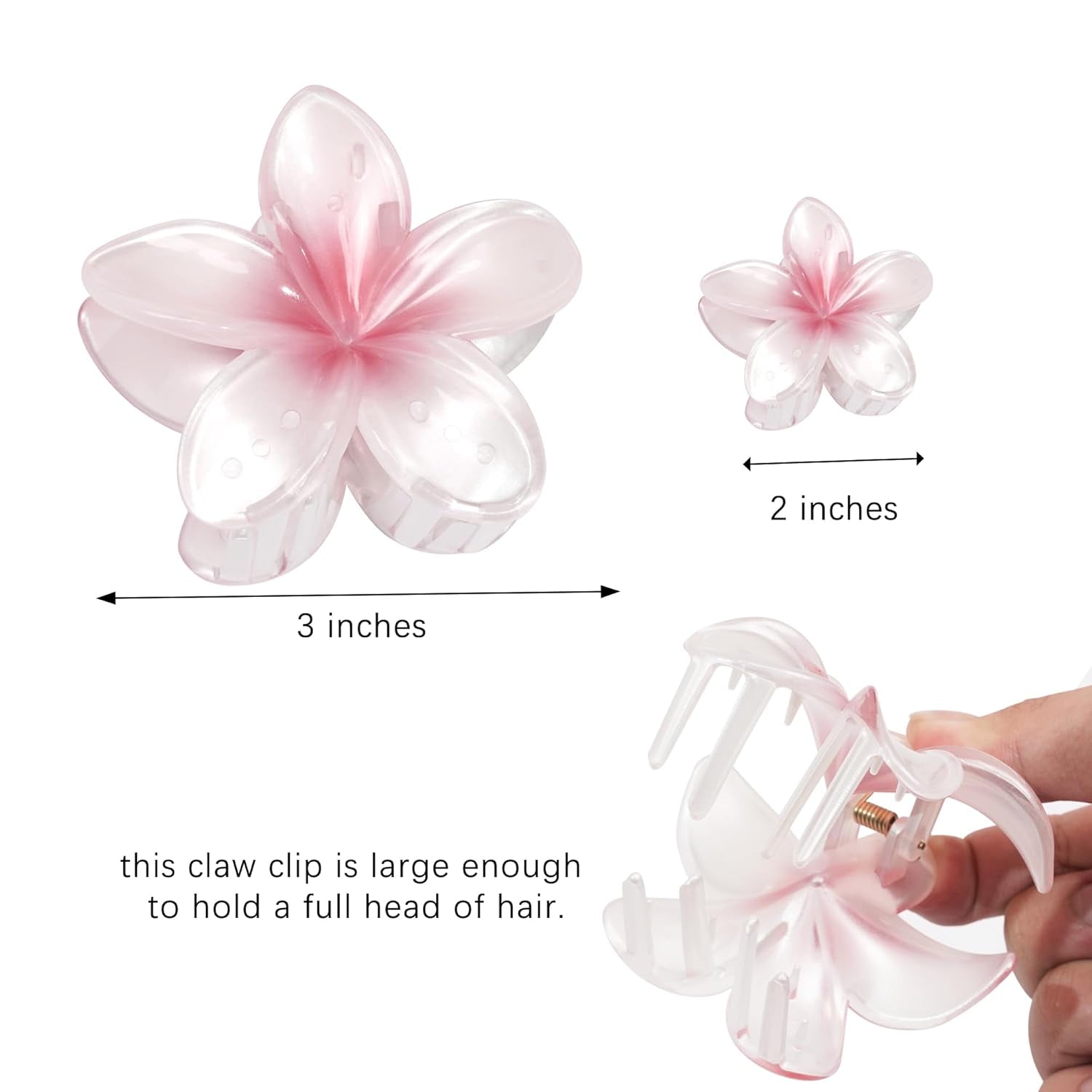 4Pcs Flower Hair Claw Clips Plumeria Claw Clips Hawaiian Flower Hair Clips Flower Bloom Claw Clips for Women Summer Beach Party Favors