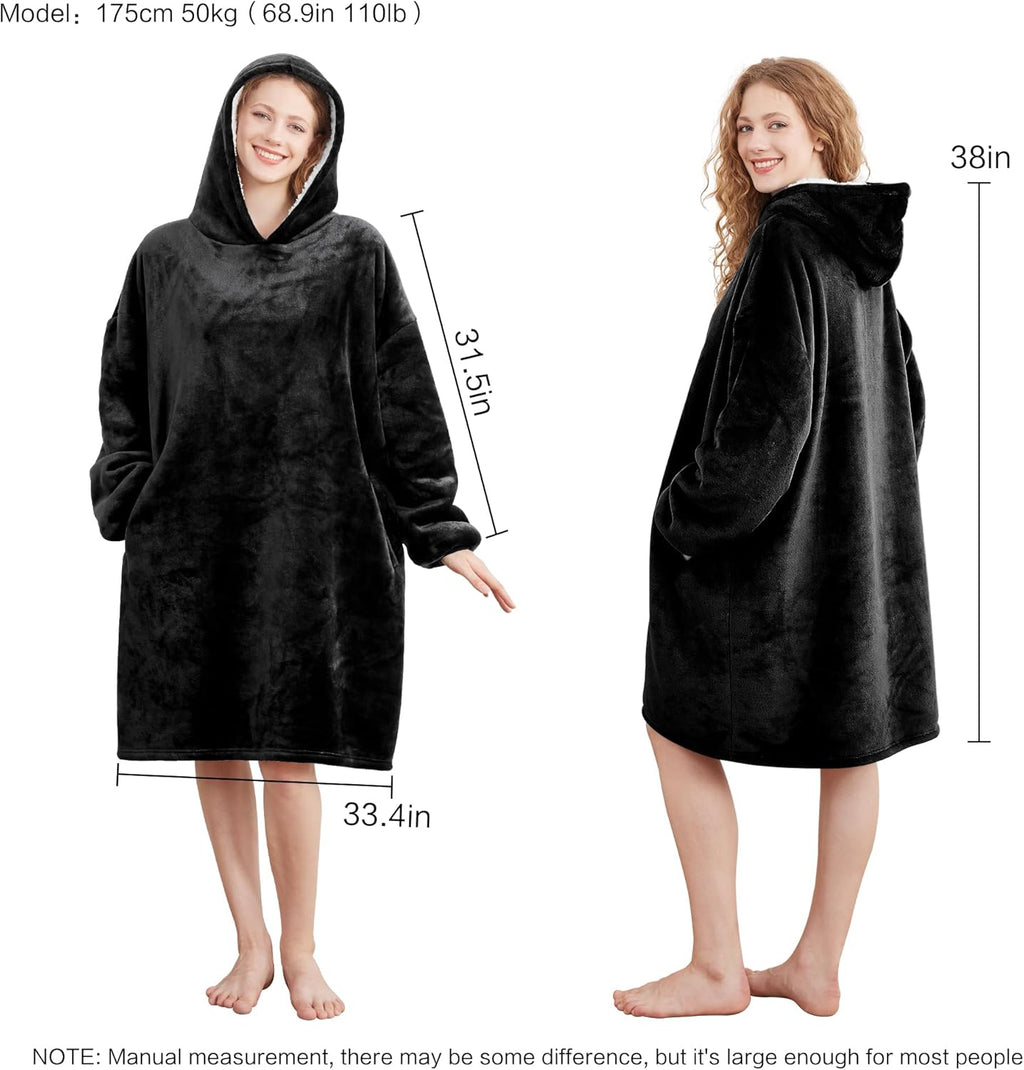 Wearable Blanket Hoodie for Adults & Teens,Oversized Sherpa Hooded Blanket,Warm Cozy Blanket Sweatshirt as Christmas Birthday Gifts for Women Men