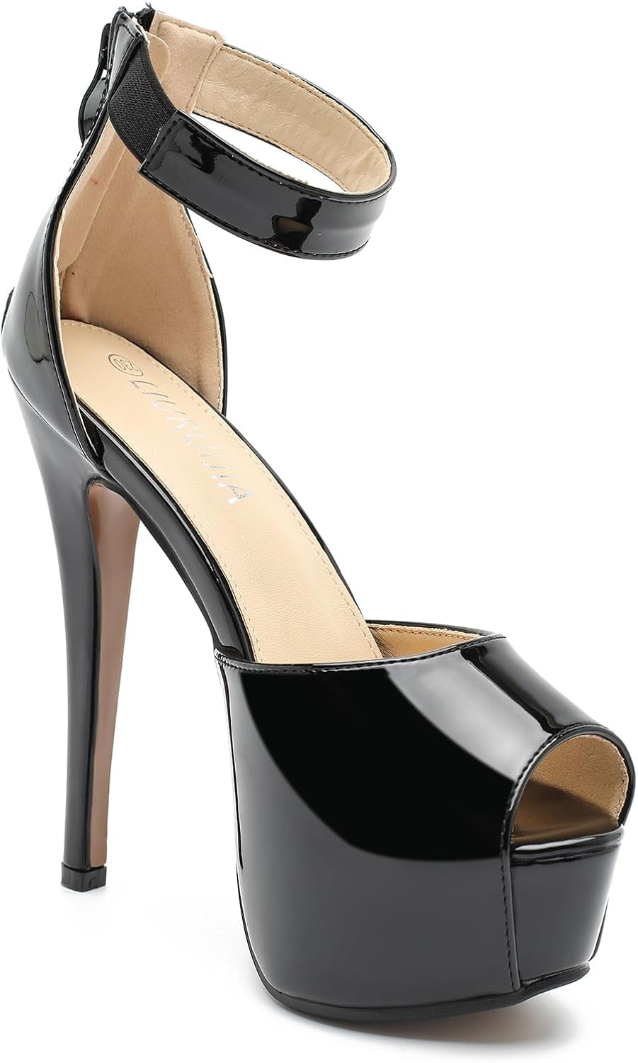 Women'S Ankle Strap Platform High Heels Sexy Stiletto Heels Wedding Bridal Peep Toe Pumps Heeled Sandals Dress Shoes