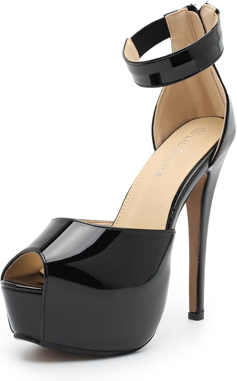 Women'S Ankle Strap Platform High Heels Sexy Stiletto Heels Wedding Bridal Peep Toe Pumps Heeled Sandals Dress Shoes