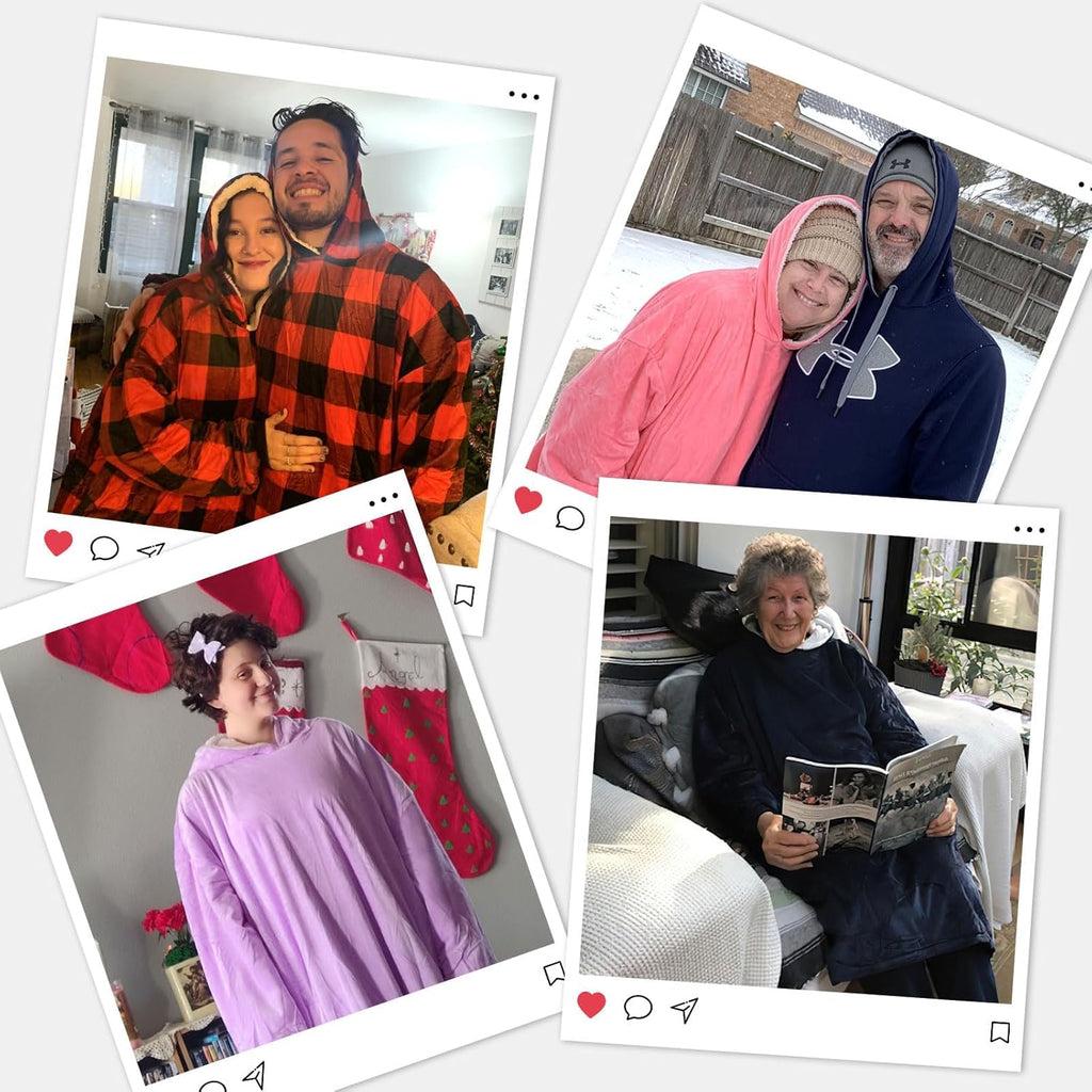 Wearable Blanket Hoodie for Adults & Teens,Oversized Sherpa Hooded Blanket,Warm Cozy Blanket Sweatshirt as Christmas Birthday Gifts for Women Men
