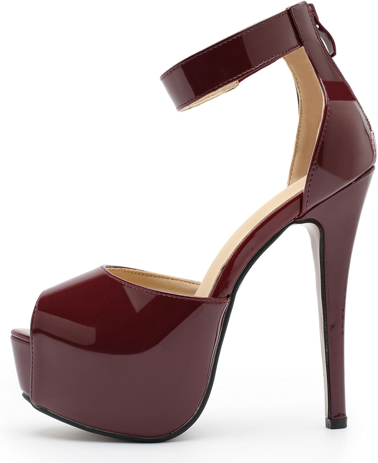 Women'S Ankle Strap Platform High Heels Sexy Stiletto Heels Wedding Bridal Peep Toe Pumps Heeled Sandals Dress Shoes