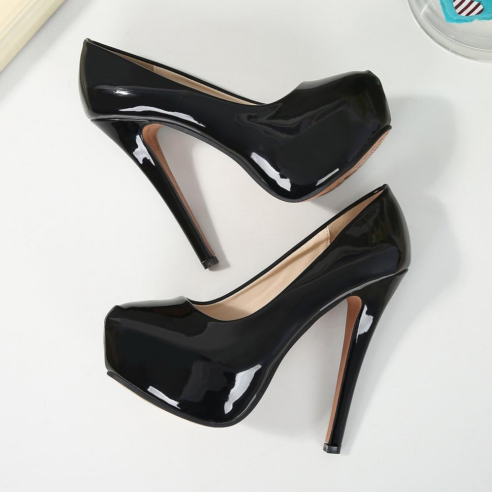 Women'S Platform Slip on High Heels Dress Pumps