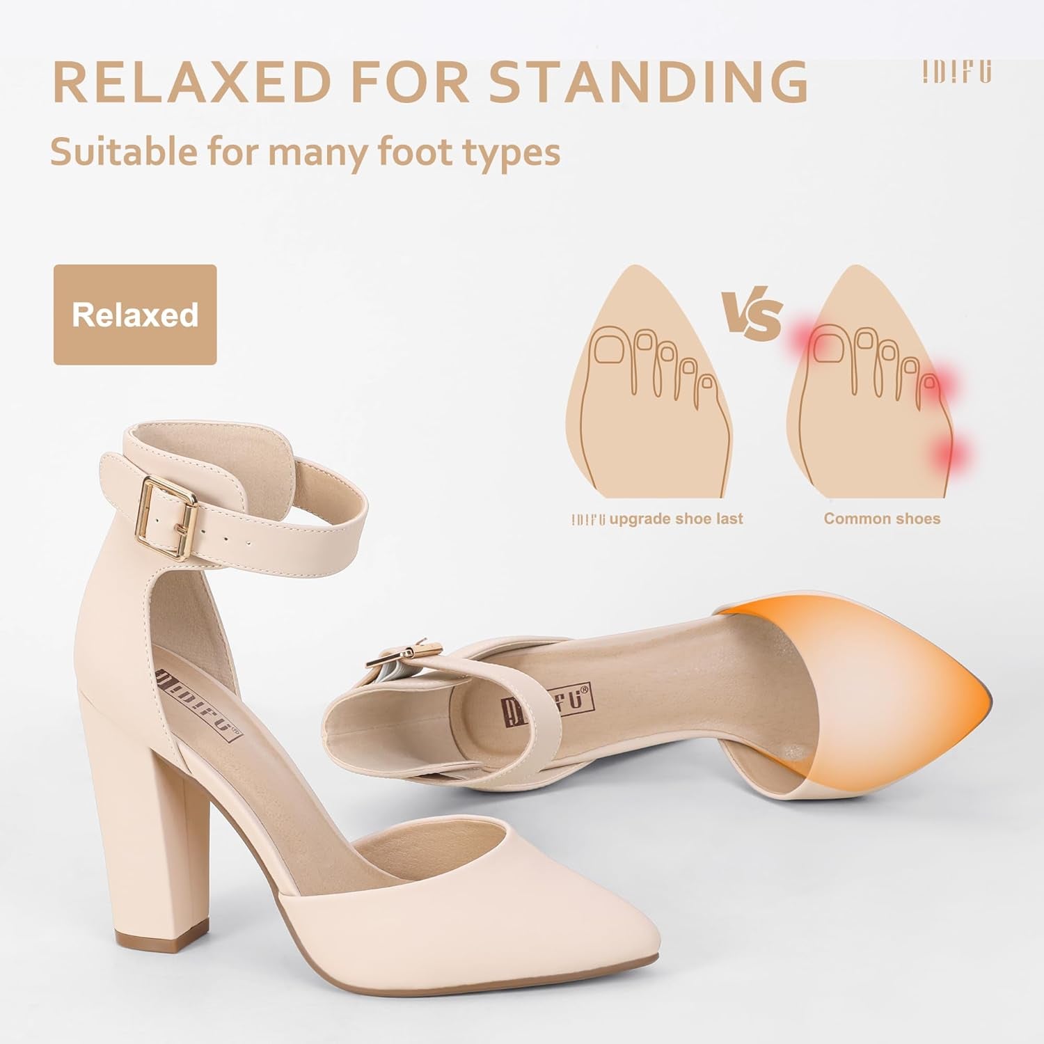 Women'S IN4 Pedazo High Block Heels Pumps Pointed Closed Toe Ankle Strap Dress Wedding Shoes